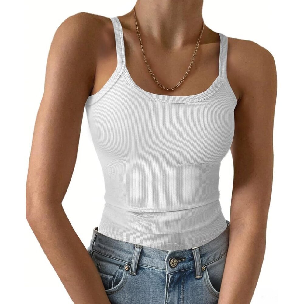 Women's Ribbed Cotton Tank Top Small Sleeveless Scoop Neck Casual Summer